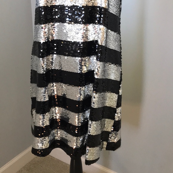 Black & Silver Stripe Sequin Dress - Picture 7 of 8